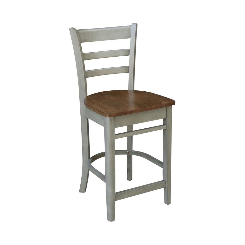 International Concepts - Emily Counter Height Stool - 24inSH in Hickory/Stone Finish - S41-6172 veiw 4
