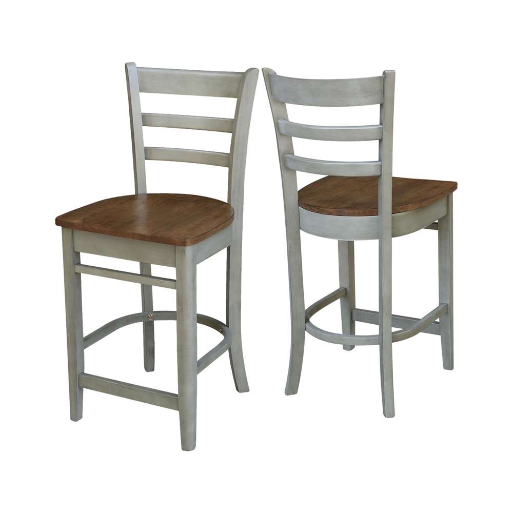 International Concepts - Emily Counter Height Stool - 24inSH in Hickory/Stone Finish - S41-6172 veiw 5