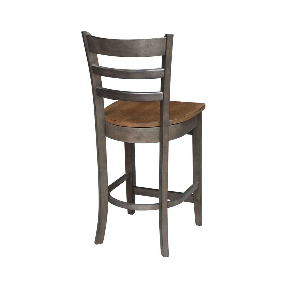 International Concepts - Emily Counter Height Stool - 24inSH in Hickory/Washed Coal Finish - S45-6172 veiw 2