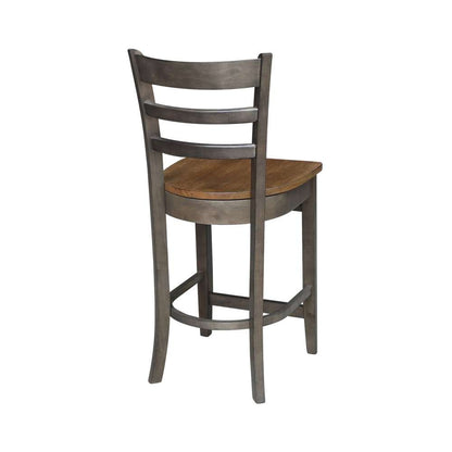 International Concepts - Emily Counter Height Stool - 24inSH in Hickory/Washed Coal Finish - S45-6172 veiw 2