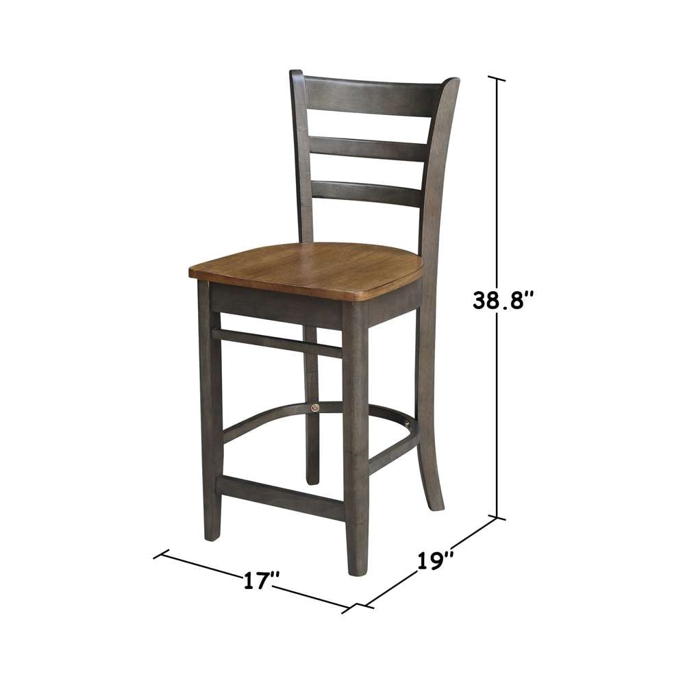 International Concepts - Emily Counter Height Stool - 24inSH in Hickory/Washed Coal Finish - S45-6172 veiw 3