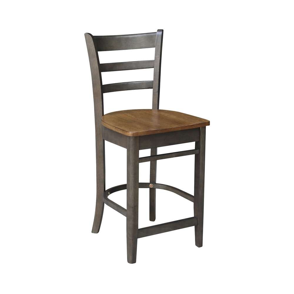 International Concepts - Emily Counter Height Stool - 24inSH in Hickory/Washed Coal Finish - S45-6172 veiw 4