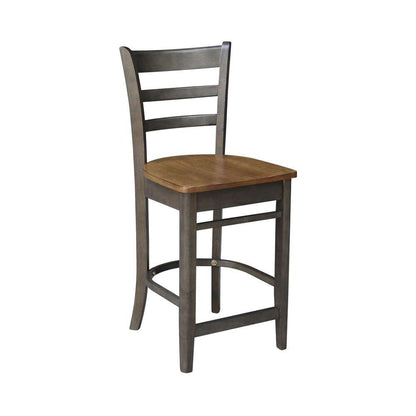 International Concepts - Emily Counter Height Stool - 24inSH in Hickory/Washed Coal Finish - S45-6172 veiw 4