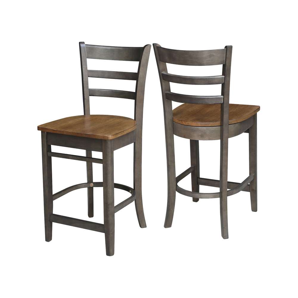 International Concepts - Emily Counter Height Stool - 24inSH in Hickory/Washed Coal Finish - S45-6172 veiw 5