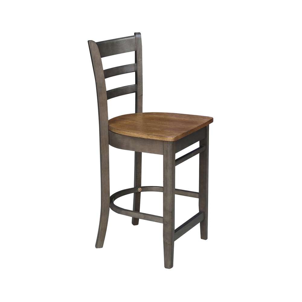 International Concepts - Emily Counter Height Stool - 24inSH in Hickory/Washed Coal Finish - S45-6172 veiw 7