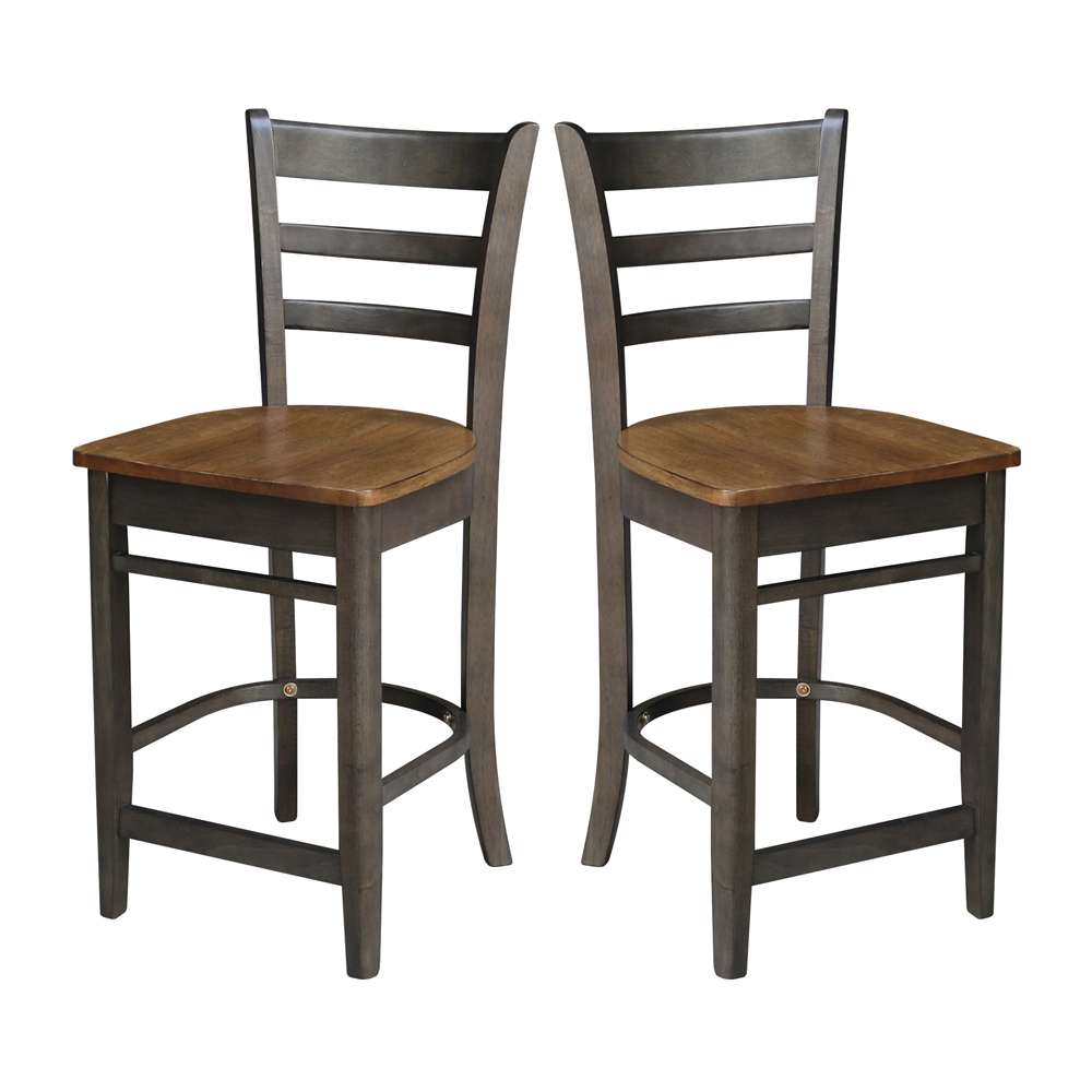 International Concepts - Emily Counter Height Stool - 24inSH in Hickory/Washed Coal Finish - S45-6172 veiw 8