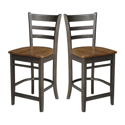 International Concepts - Emily Counter Height Stool - 24inSH in Hickory/Washed Coal Finish - S45-6172 veiw 8