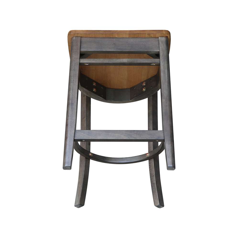 International Concepts - Emily Counter Height Stool - 24inSH in Hickory/Washed Coal Finish - S45-6172 veiw 9