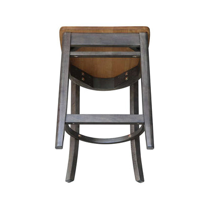 International Concepts - Emily Counter Height Stool - 24inSH in Hickory/Washed Coal Finish - S45-6172 veiw 9