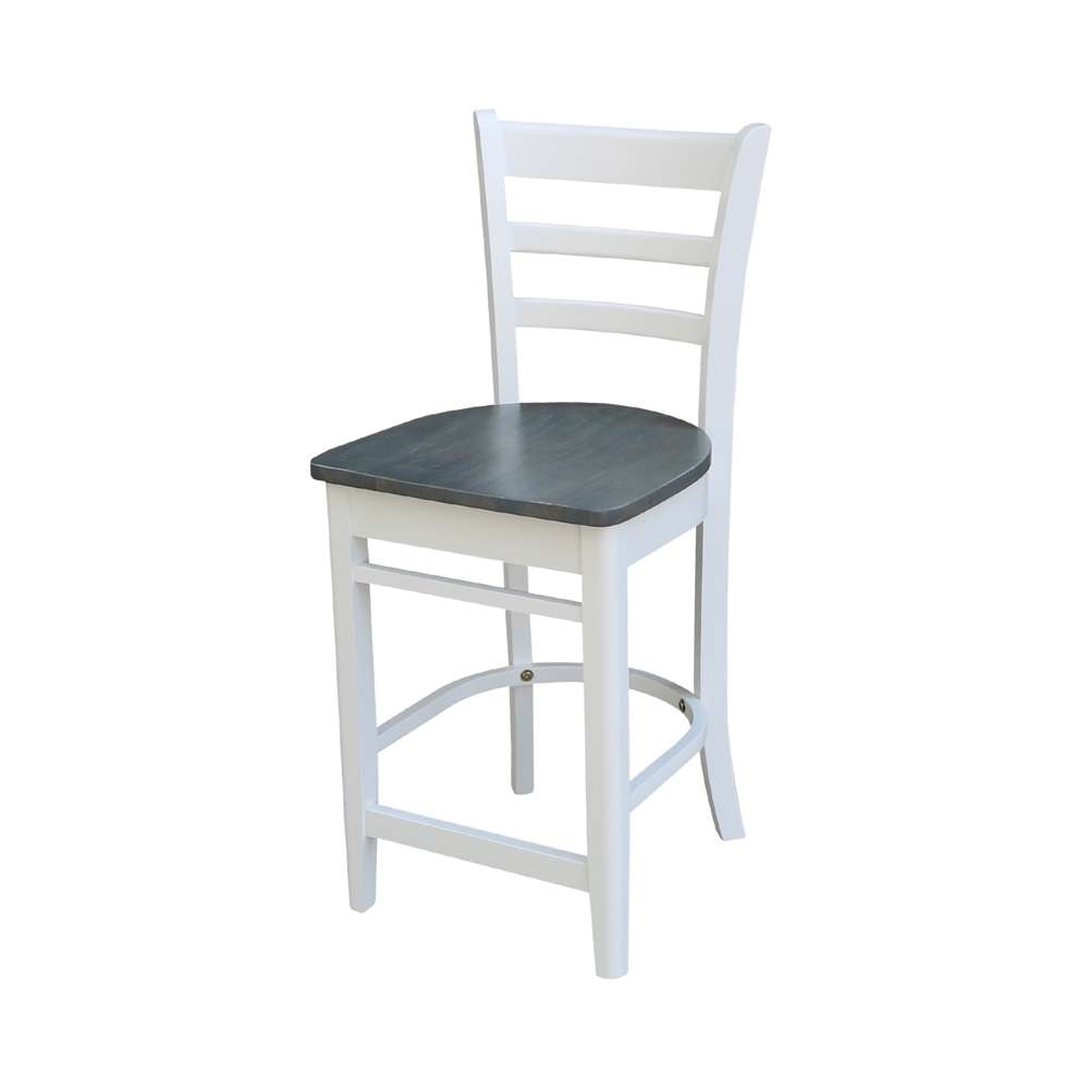 International Concepts - Emily Counter Height Stool - 24inSH in White/Heather Gray Finish - S05-6172 veiw 1