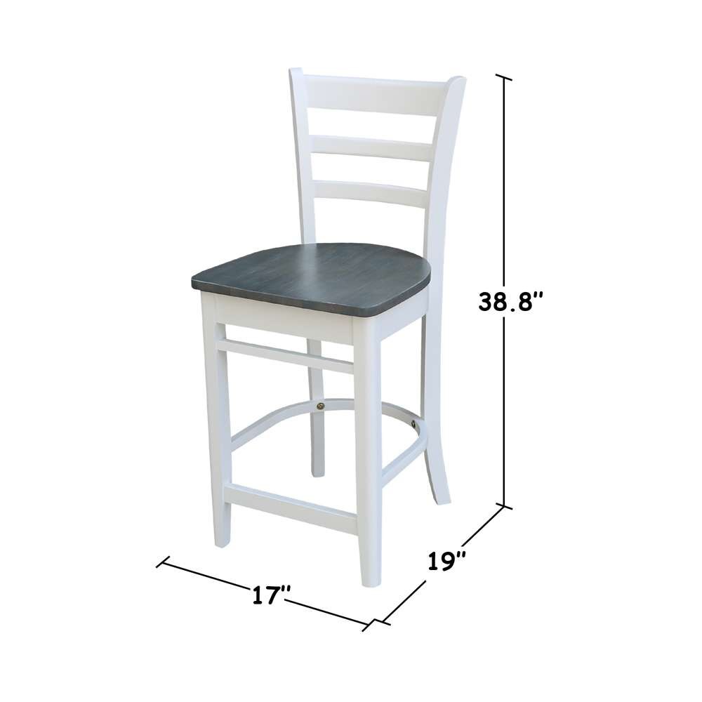 International Concepts - Emily Counter Height Stool - 24inSH in White/Heather Gray Finish - S05-6172 veiw 3