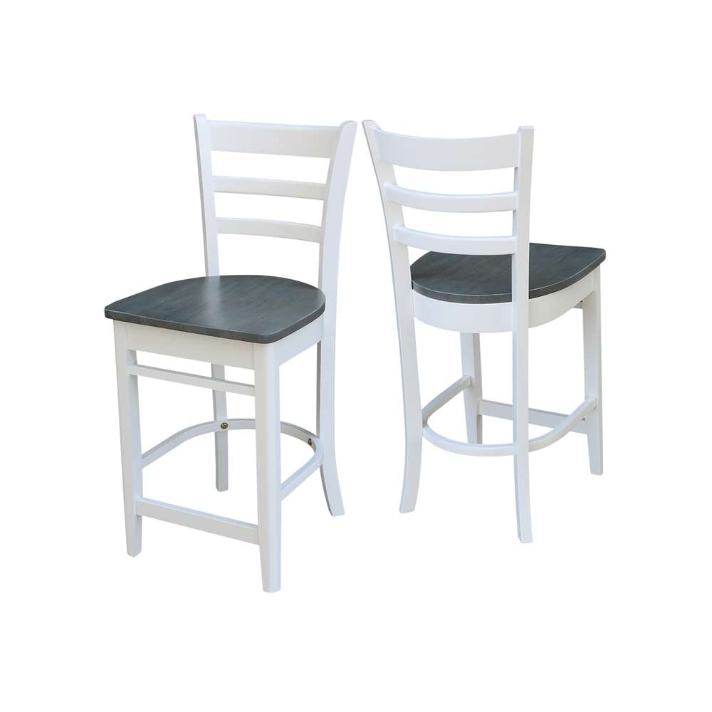 International Concepts - Emily Counter Height Stool - 24inSH in White/Heather Gray Finish - S05-6172 veiw 5