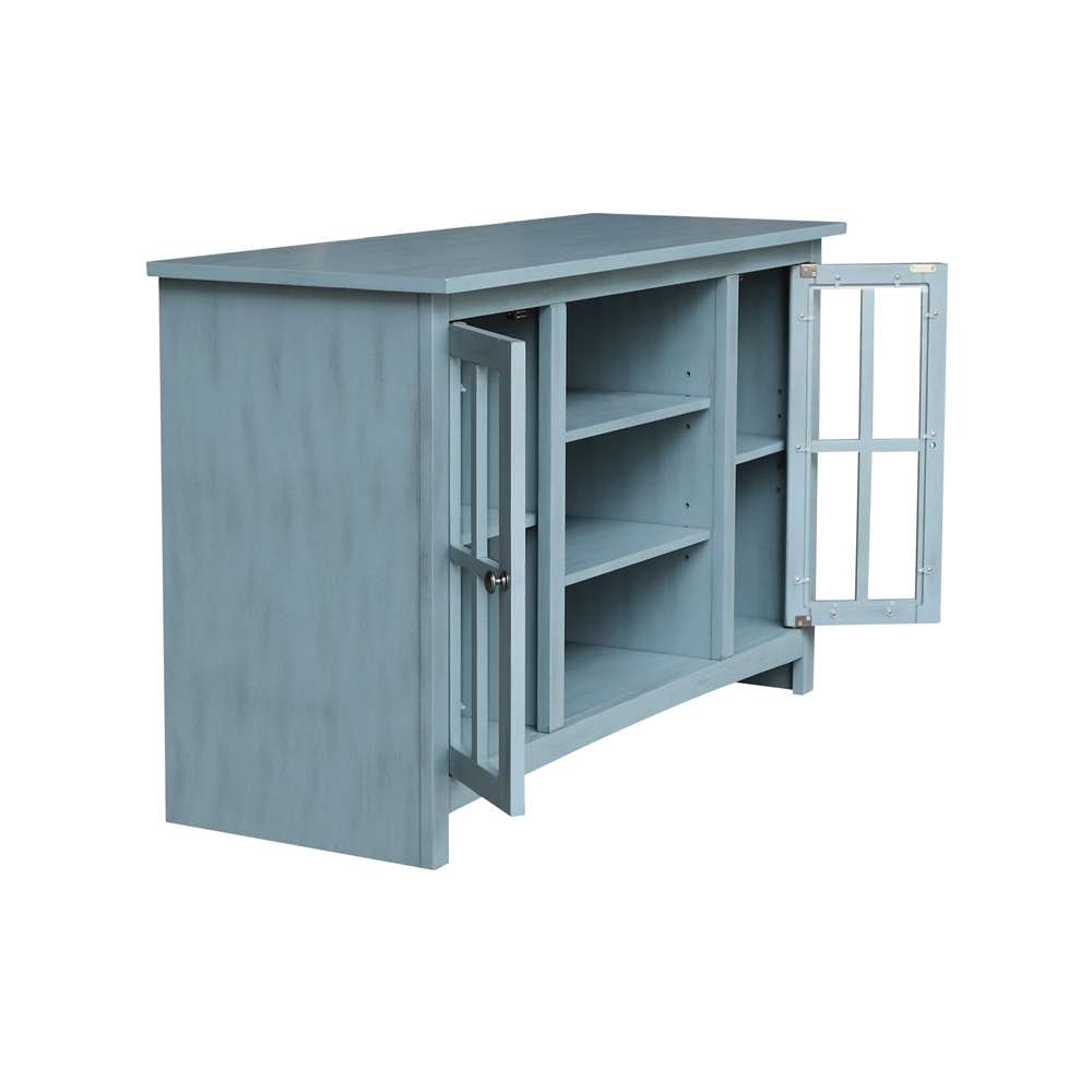 International Concepts - Entertainment / Tv Stand with 2 Doors - 48in in Ocean Blue - Antique Rubbed Finish - TV32-34 veiw 3