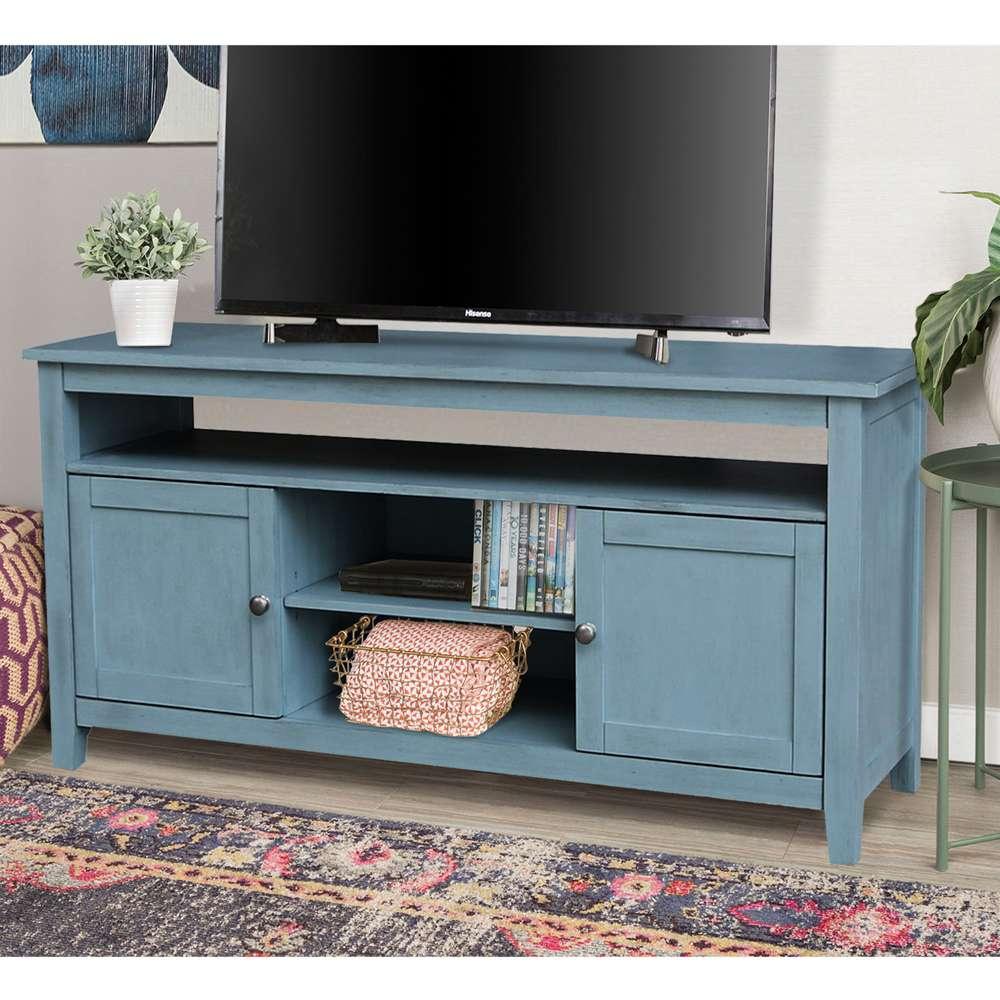 International Concepts - Entertainment / Tv Stand with 2 Doors in Ocean Blue - Antique Rubbed Finish - TV32-51 veiw 2