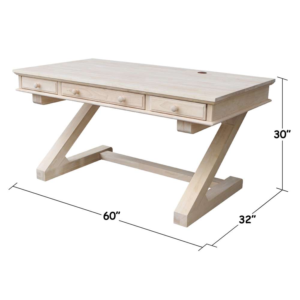 International Concepts - Executive Desk with Zosiac Base - K-OF64T-64Z-C10 veiw 3