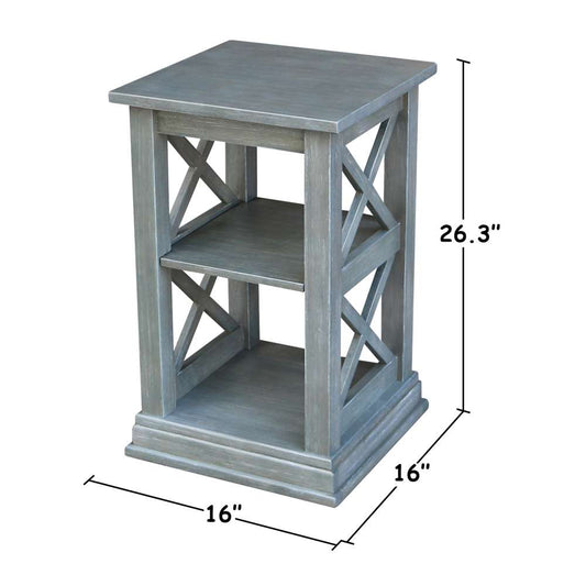 International Concepts - Hampton Accent Table with Shelves in Heather Grey-Antique Washed Finish - OT105-70A veiw 2