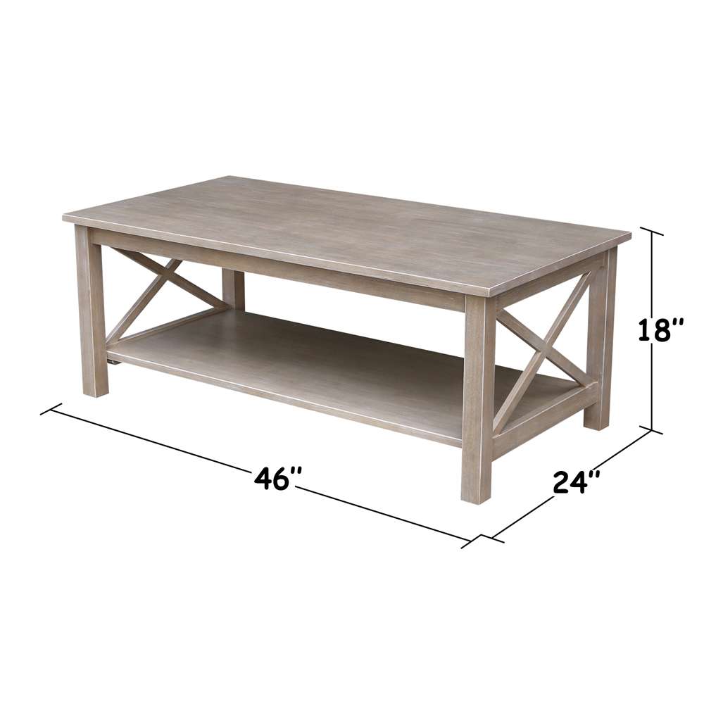 International Concepts - Hampton Coffee Table in Washed Gray Taupe Finish - OT09-70C veiw 2