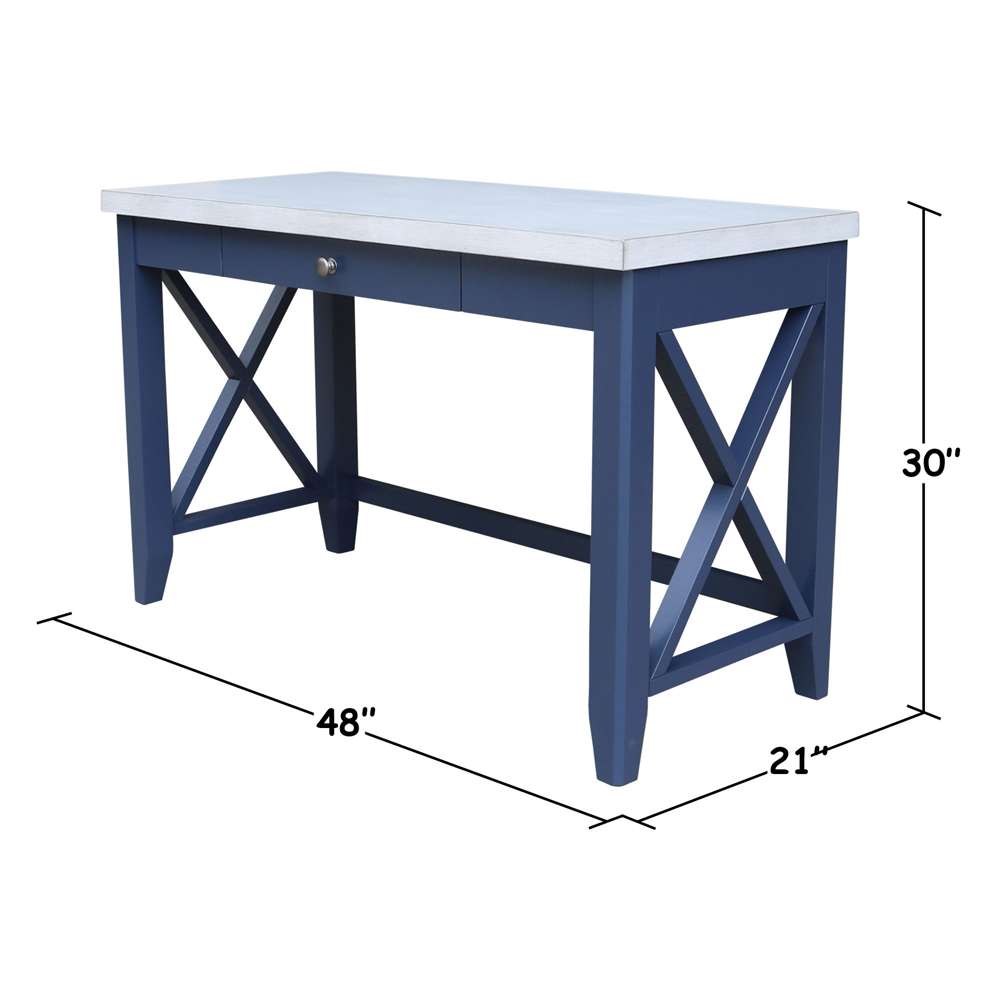 International Concepts - Hampton Desk in Blue/Chalk Finish - OF62-67X veiw 3