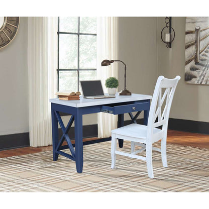 International Concepts - Hampton Desk with Double X-Back Chair in Blue/Antiqued Chalk Finish in Blue/Antiqued Chalk Finish - K62-OF-67X-220 veiw 3