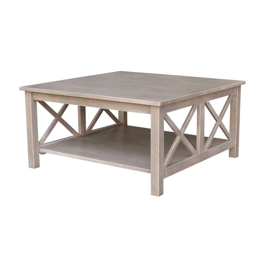 International Concepts - Hampton Square Coffee Table in Washed Gray Taupe Finish - OT09-70SC veiw 1