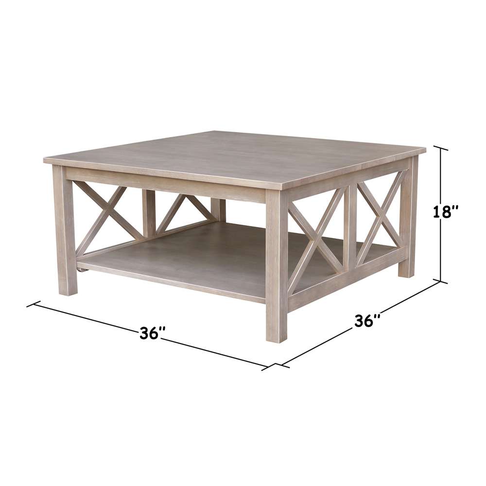 International Concepts - Hampton Square Coffee Table in Washed Gray Taupe Finish - OT09-70SC veiw 2