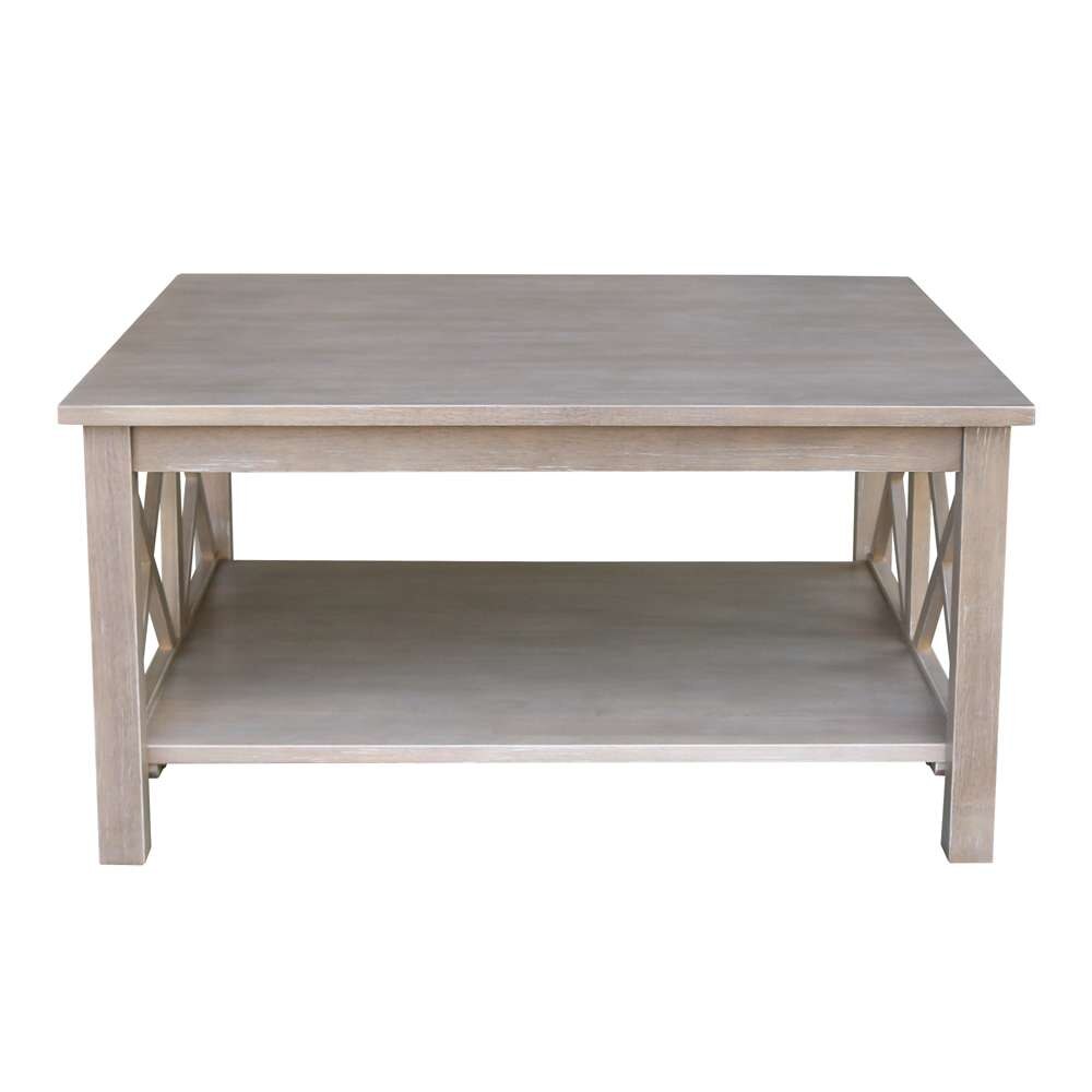 International Concepts - Hampton Square Coffee Table in Washed Gray Taupe Finish - OT09-70SC veiw 3