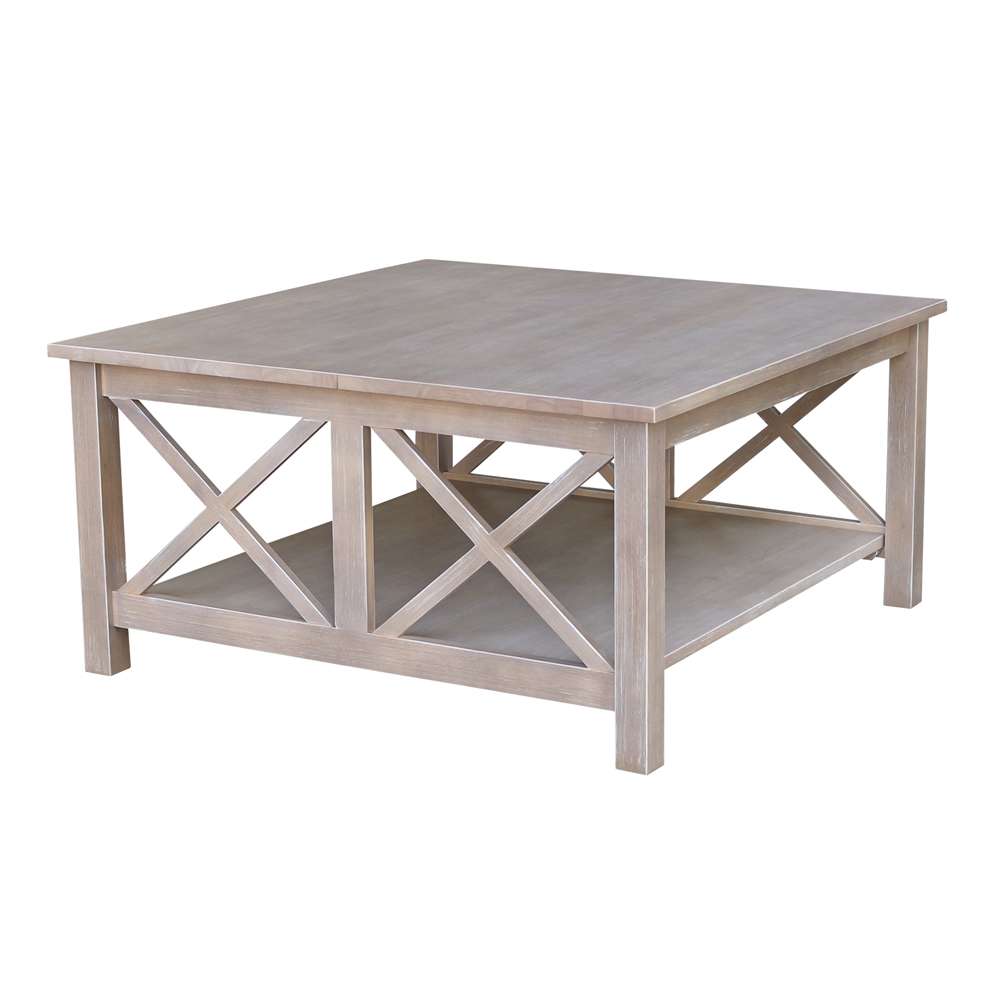International Concepts - Hampton Square Coffee Table in Washed Gray Taupe Finish - OT09-70SC veiw 4
