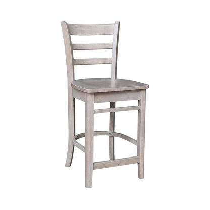 International Concepts (Set of 3 Pcs) - 36in Round Extension Dining Table with 2 Counter Height Stools in Washed Gray Taupe Finish - K09-36RXT-27-S6172-2 veiw 3
