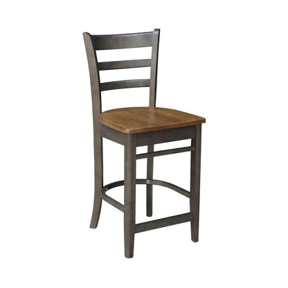 International Concepts - (Set of 5 Pcs) 36in Round Extension Dining Table with 4 Counter Height Stools in Hickory/Washed Coal Finish - K45-36RXT-27-S6172-4 veiw 3