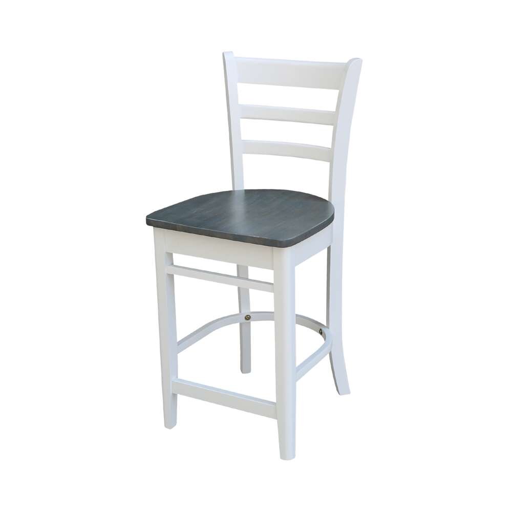 International Concepts - (Set of 5 Pcs) 36in Round Extension Dining Table with 4 RTA Counter Height Stools in White/Heather Gray Finish - K05-36RXT-6B-S6172-4 veiw 3