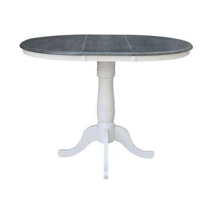 International Concepts - (Set of 5 Pcs) 36in Round Extension Dining Table with 4 RTA Counter Height Stools in White/Heather Gray Finish - K05-36RXT-6B-S6172-4 veiw 4