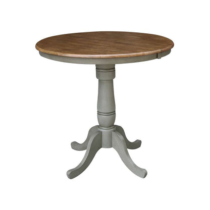 International Concepts - (Set of 5 Pcs) 36in Round Extension Dining Table with 4 RTA Counter Height Stools in Hickory/Stone Finish - K41-36RXT-6B-S6172-4 veiw 4