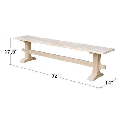 International Concepts - Live Edge Trestle Bench  - KBE-7214 veiw 2