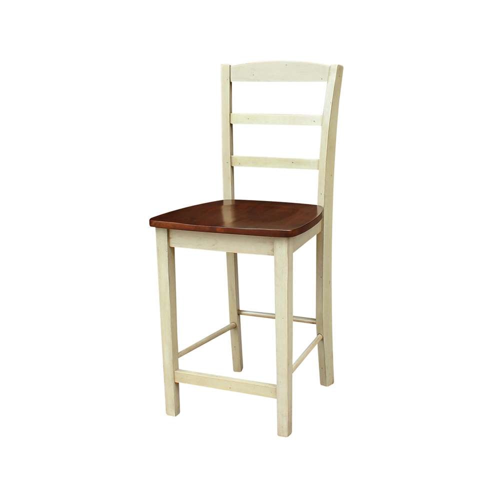 International Concepts - Madrid Counter Height Stool - 24inSH in Antiqued Almond/Espresso Finish - S12-402 veiw 1