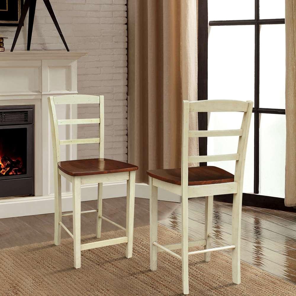 International Concepts - Madrid Counter Height Stool - 24inSH in Antiqued Almond/Espresso Finish - S12-402 veiw 7