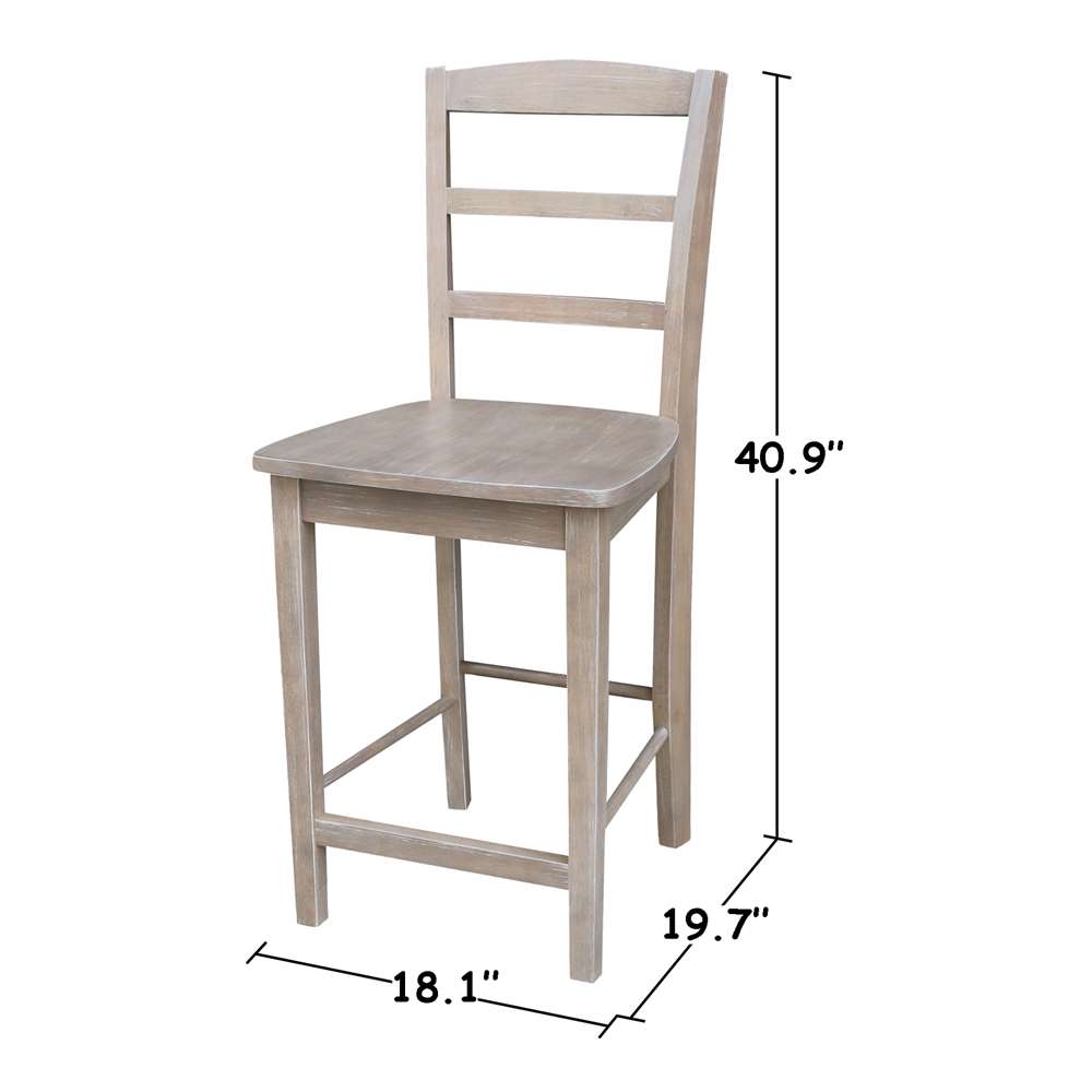 International Concepts - Madrid Counter Height Stool - 24inSH in Washed Gray Taupe Finish - S09-402 veiw 3