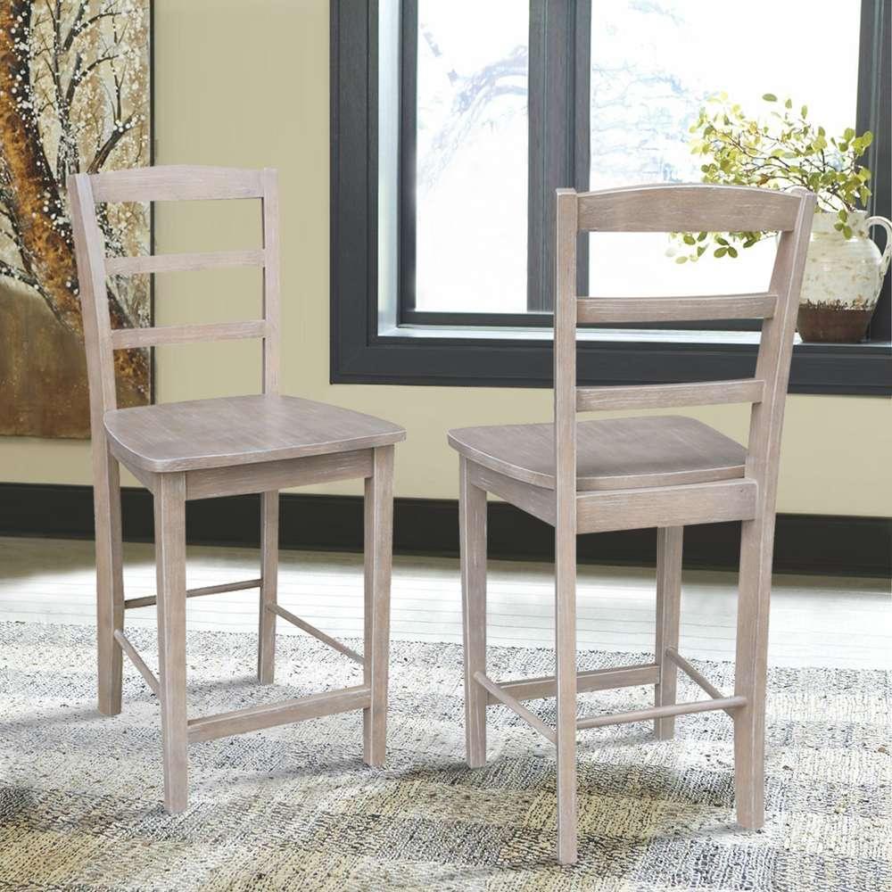 International Concepts - Madrid Counter Height Stool - 24inSH in Washed Gray Taupe Finish - S09-402 veiw 7