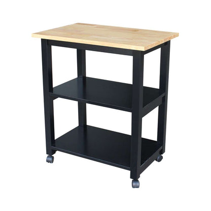 International Concepts - Microwave Cart in Black/Natural Finish - WC10-185 veiw 1