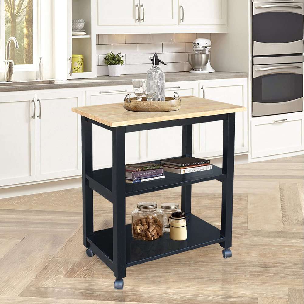 International Concepts - Microwave Cart in Black/Natural Finish - WC10-185 veiw 7