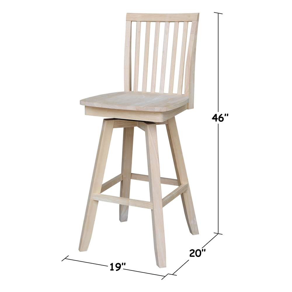 International Concepts - Mission Bar Height Stool - 30inSH  - S-263SW veiw 3