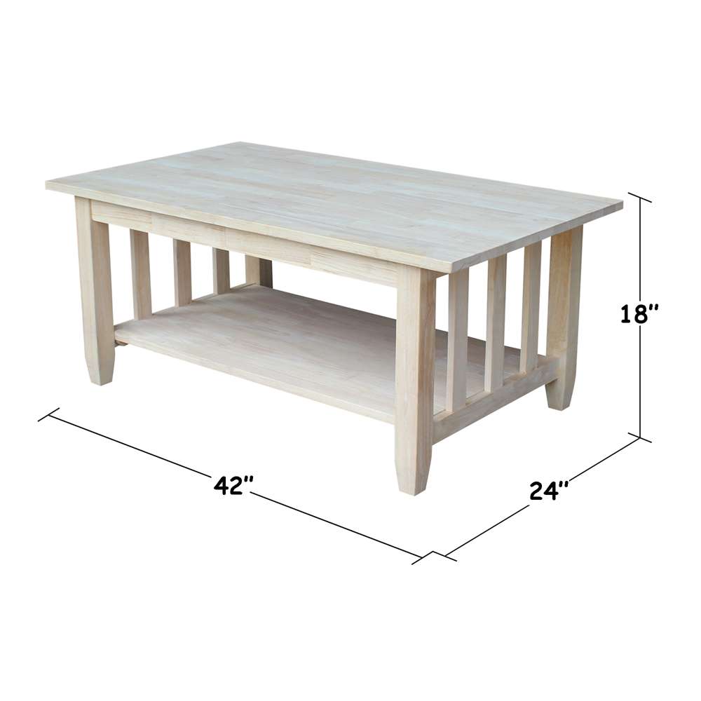 International Concepts - Mission Tall Coffee Table  - BJ6TC veiw 2