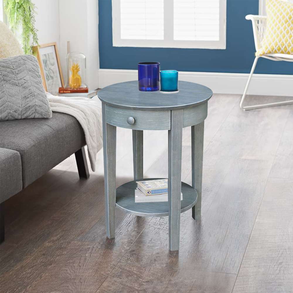 International Concepts - Phillips Accent Table with Drawer in Heather Grey-Antique Washed Finish - OT105-2128 veiw 2