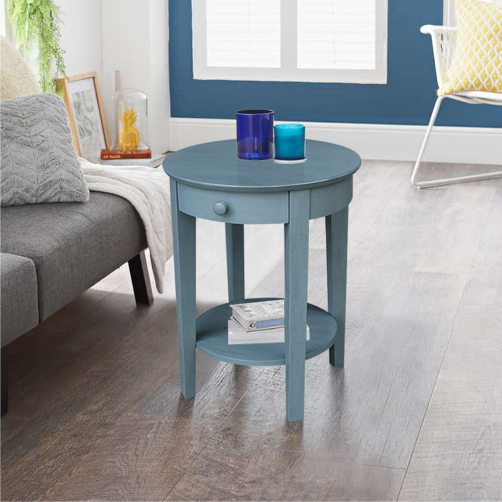 International Concepts - Phillips Accent Table with Drawer in Ocean Blue - Antique Rubbed Finish - OT32-2128 veiw 7