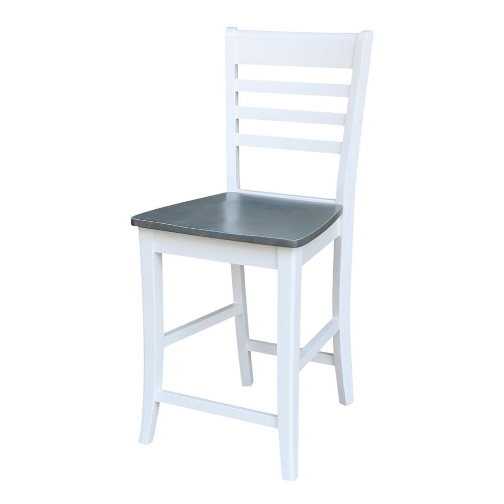 International Concepts - Roma Counter Height Stool - 24inSH in White/Heather Gray Finish - S05-3102 veiw 1