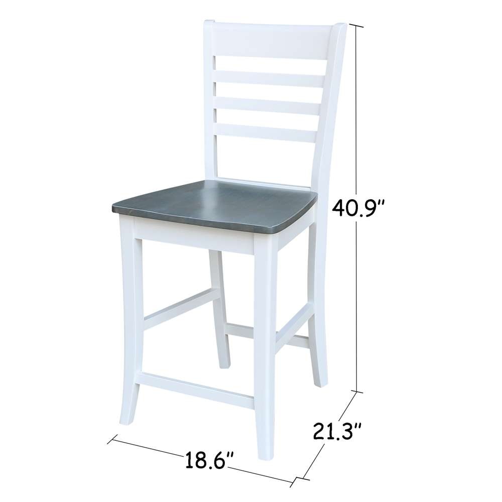 International Concepts - Roma Counter Height Stool - 24inSH in White/Heather Gray Finish - S05-3102 veiw 3