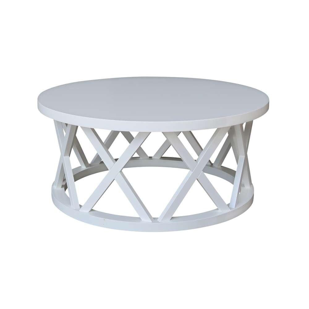 International Concepts - Round Ceylon Coffee Table in White Finish - OT08-46CR veiw 1