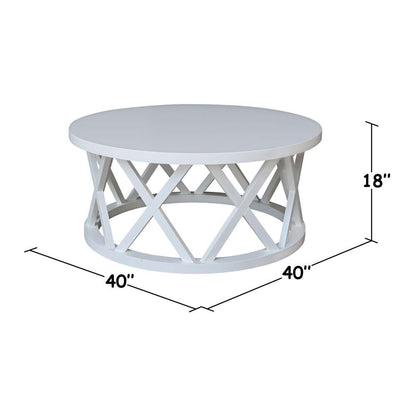 International Concepts - Round Ceylon Coffee Table in White Finish - OT08-46CR veiw 2
