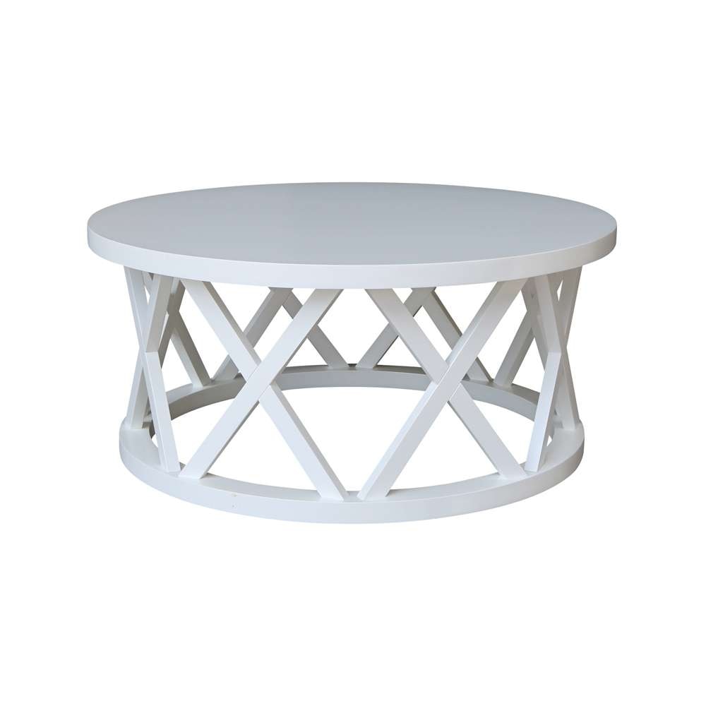 International Concepts - Round Ceylon Coffee Table in White Finish - OT08-46CR veiw 3