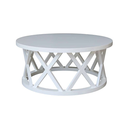 International Concepts - Round Ceylon Coffee Table in White Finish - OT08-46CR veiw 3