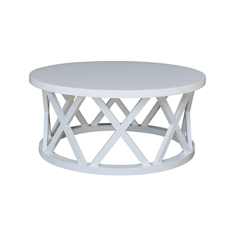 International Concepts - Round Ceylon Coffee Table in White Finish - OT08-46CR veiw 5